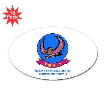 MUAVS2 - M01 - 01 - Marine Unmanned Aerial Vehicle Squadron 2 (VMU-2) with Text - Sticker (Oval 10 pk) - Click Image to Close